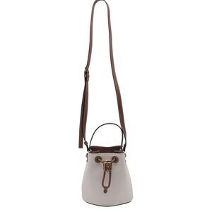 Burberry Mini TB Bucket Bag in White Canvas and Leather